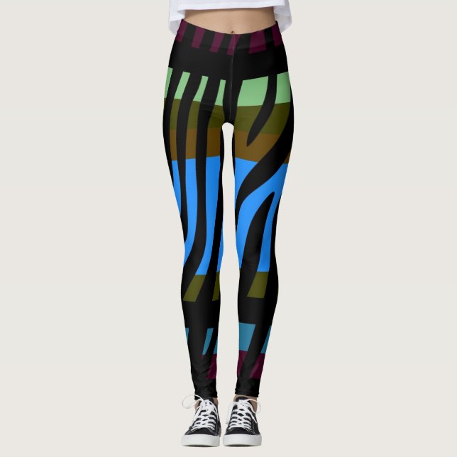 Modernes Zebra-Druckmuster #3 Leggings (Vorderseite)