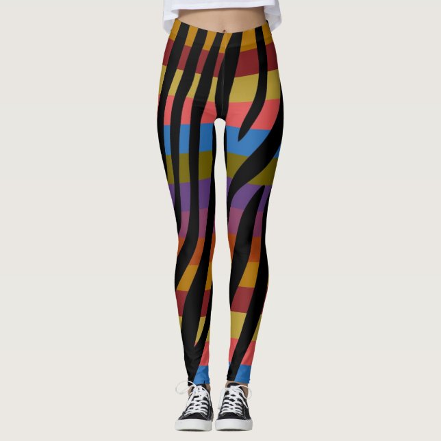 Modernes Zebra-Druckmuster #4 Leggings (Vorderseite)