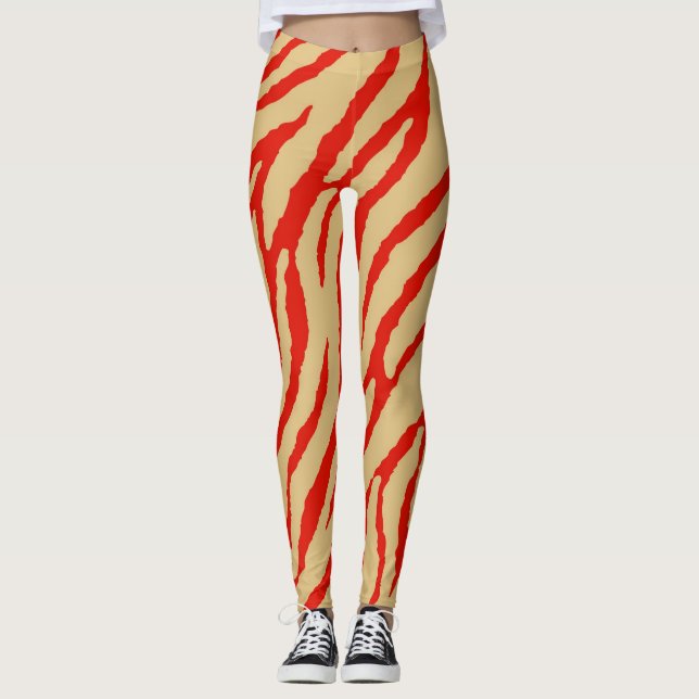 Modernes Zebra-Druckmuster Leggings (Vorderseite)