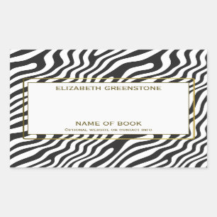 Modernes Zebra Stripe Author Signature Buchzeichen Rechteckiger Aufkleber
