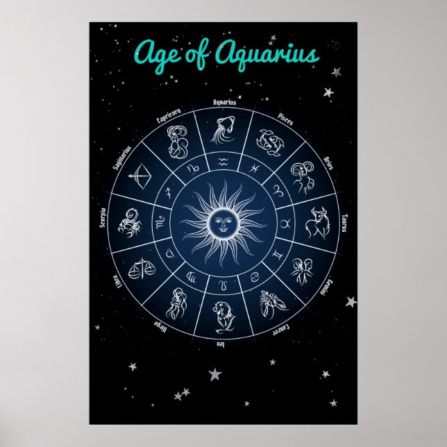Modernes Zeitalter des Aquarius Zodiac Wheel Quote Poster (Vorne)