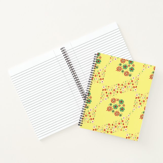 Modernes, zeitgenössisches Blumengelb-SpiralNotebo Notizbuch (Innenseite)
