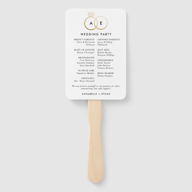 Modernes Zeremonie-Programm für Goldene Hochzeiten Fächer (Rückseite)