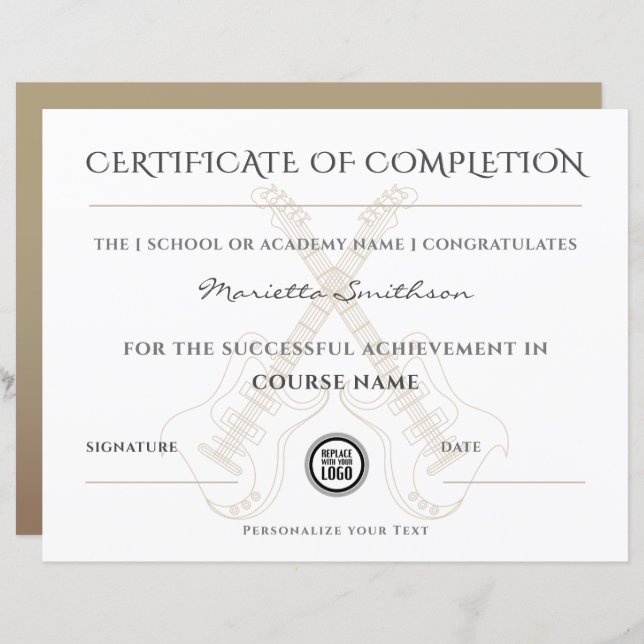 Modernes Zertifikat für elektrische Gitarren-Chic (Vorne/Hinten)