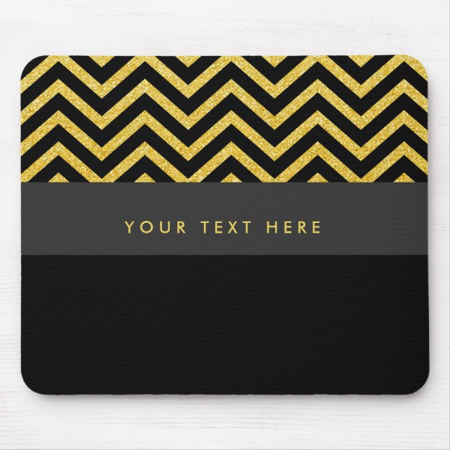 Modernes Zickzack Black & Gold Mouse-Pad Mousepad (Vorne)