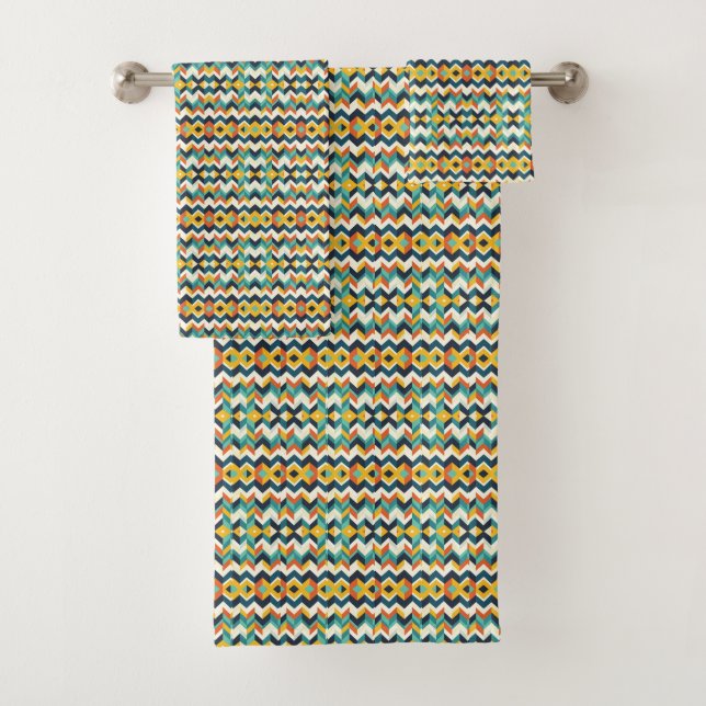 modernes Zickzack geometrisches Muster Badhandtuch Set (Insitu)