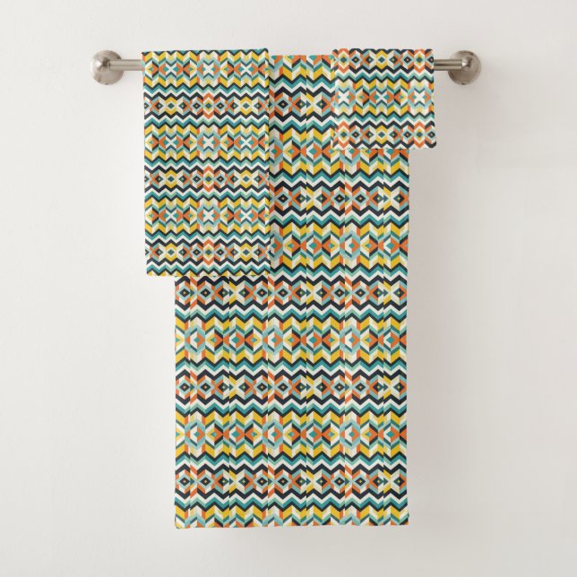 modernes Zickzack geometrisches Muster Badhandtuch Set (Insitu)