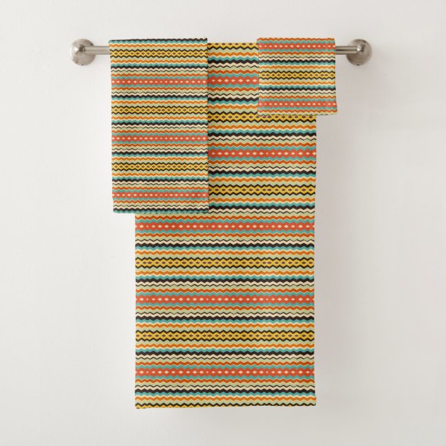 modernes Zickzack geometrisches Muster Badhandtuch Set (Insitu)