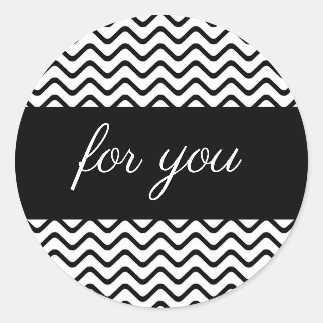 Modernes Zickzack Geschenkstempelaufkleber Runder Aufkleber (Vorderseite)