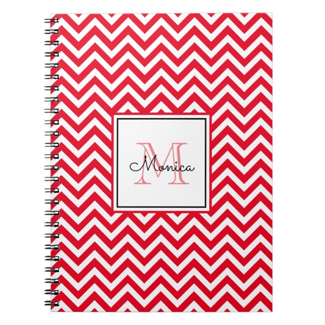 Modernes Zickzack Muster mit Monogram-Notebook Notizblock (Vorderseite)