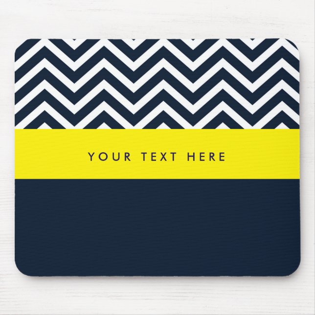 Modernes Zickzack Navy Blue & Yellow Trendy Mouse  Mousepad (Vorne)