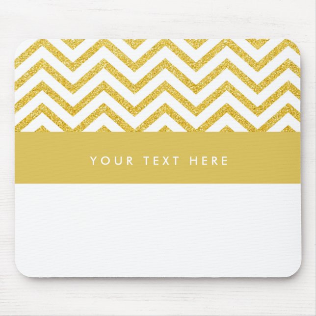 Modernes Zickzack White & Gold Mouse-Pad Mousepad (Vorne)