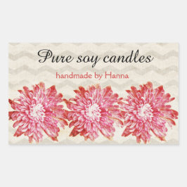 Modernes Zickzack Zickzackmuster mit rosa Blume Rechteckiger Aufkleber