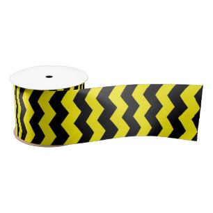 Modernes Zickzack Zigzag Schwarz-Gelb-Muster Satinband