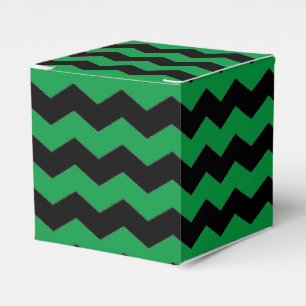 Modernes Zickzack Zigzag Schwarz und Grün Muster Geschenkschachtel