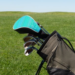 Modernes Zickzackmuster - türkisfarbenes Monogramm Golf Headcover