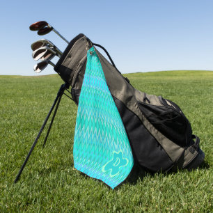 Modernes Zickzackmuster - türkisfarbenes Monogramm Golfhandtuch