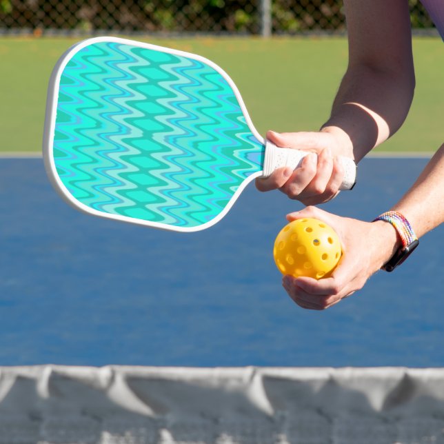 Modernes Zickzackmuster - Wellen in Türkis Pickleball Schläger (InSitu)