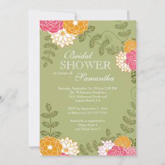 Modernes Zinnia- und Mums-Blume-Brautparty Einladung