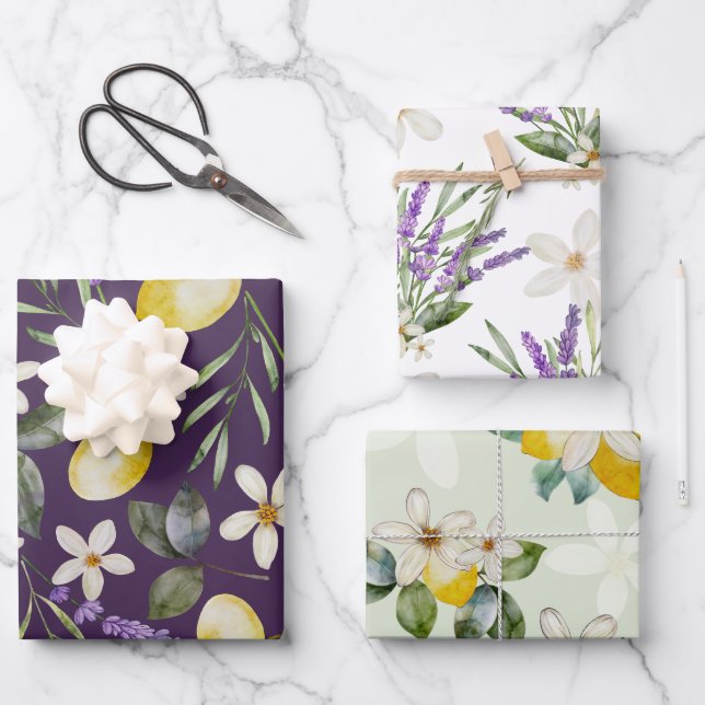 Modernes Zitronenmagazin Geschenkpapier Set (Vorderseite)