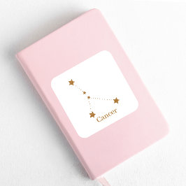 Modernes Zodiac-Schild-Goldkrebs | Element Wasser Quadratischer Aufkleber