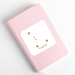 Modernes Zodiac-Schild-Goldkrebs   Element Wasser Quadratischer Aufkleber