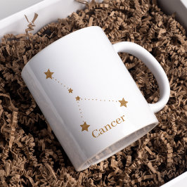 Modernes Zodiac-Schild-Goldkrebs | Element Wasser Zweifarbige Tasse
