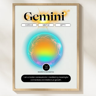 Modernes Zodiac Sign Gemini Quote Air Element Post Poster