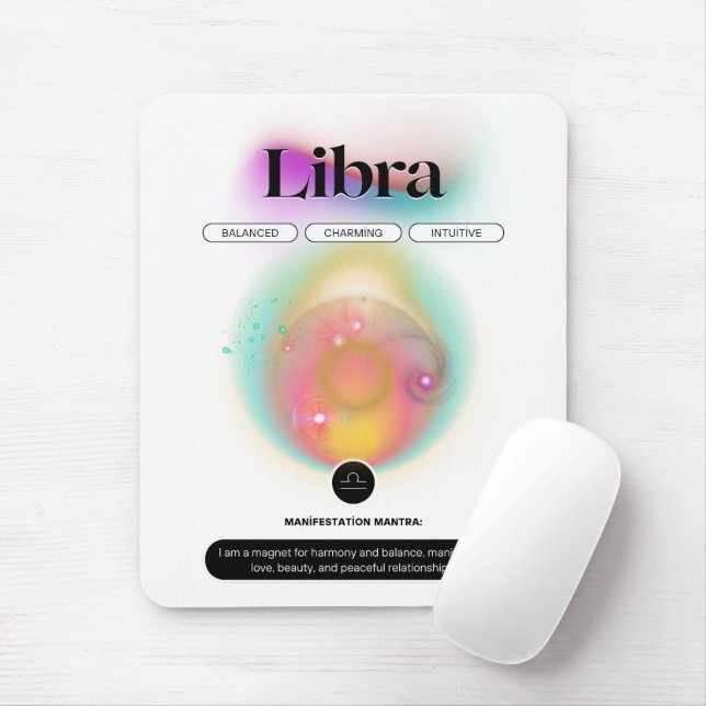 Modernes Zodiac Sign Libra Quote Air Element Mousepad (Mit Mouse)