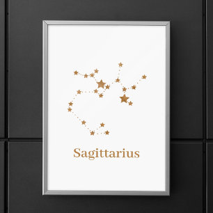 Modernes Zodiac-Zeichen Gold Sagittarier  Elementf Poster