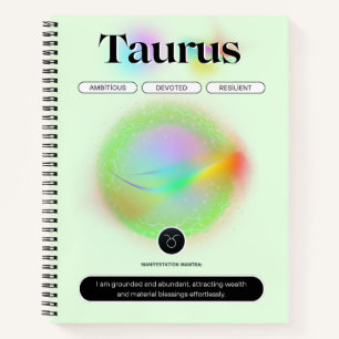 Modernes Zodiac-Zeichen Taurus Zitat-Erdelement Notizbuch