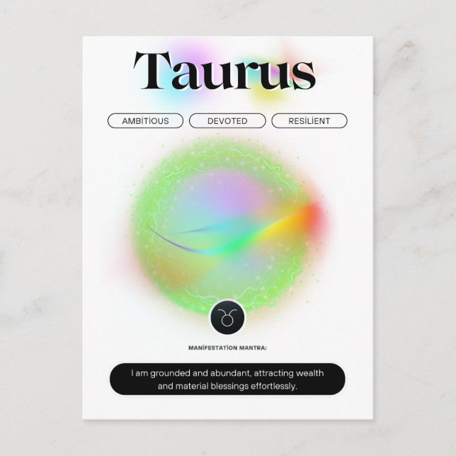Modernes Zodiac-Zeichen Taurus Zitat-Erdelement Postkarte (Vorderseite)