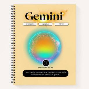 Modernes Zodiac-Zeichen-Zwillingsflugelement Notizbuch