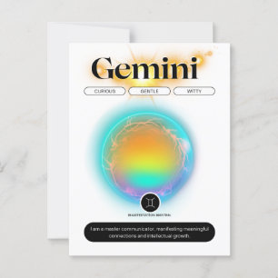 Modernes Zodiac-Zeichen-Zwillingsflugelement Postkarte