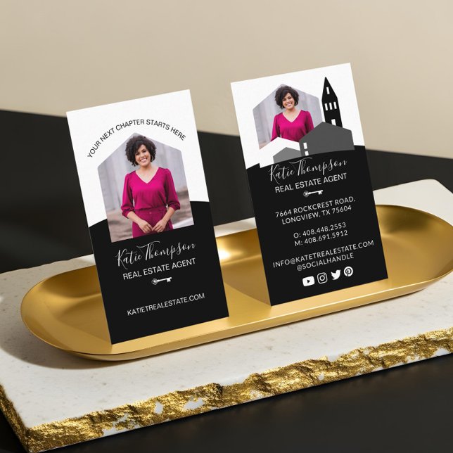 Modernes Zuhause Beruflich Real Anwesen Agent Foto Visitenkarte (Minimal Professional Real Estate Agent Photo Logo Business Card2)