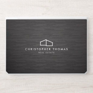 Modernes Zuhause-Logo aus dunklem Holz HP Laptop-Aufkleber