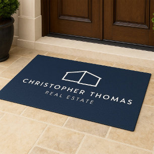 Modernes Zuhause-Logo Real Anwesen Navy Blue Fußmatte