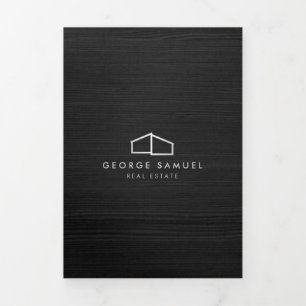 Modernes Zuhause Real Anwesen Logo Dunkles Holz Dreifach Gefaltete Karte