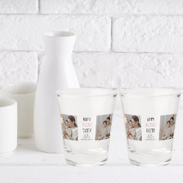 Modernes Zwei-Foto | Glücklich gesegnetes Ostern | Schnapsglas