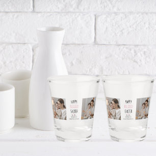 Modernes Zwei-Foto Glücklich gesegnetes Ostern Schnapsglas