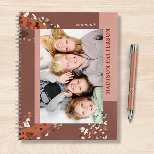 Modernes Zwei Foto Terrazzo Personalisierter Name Notizbuch