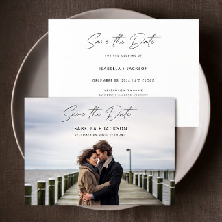 Modernes zweiseitiges Foto für Hochzeiten spart da Einladung
