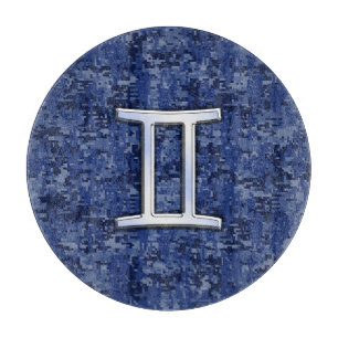 Modernes Zwillinge-Sternzeichen Navy Blau Digital  Schneidebrett