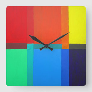 Modernist Abstract Art Colour Grid Quadratische Wanduhr