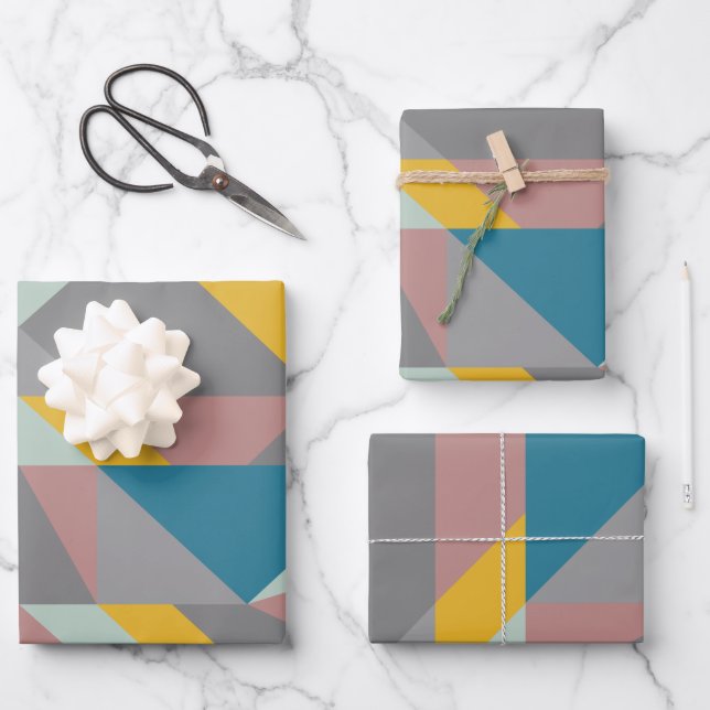 Modernistische Geometrie Kunst - erdige Farben Geschenkpapier Set (Vorderseite)