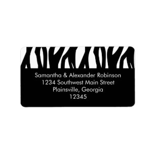 Modernistischer Schwarzweiss-Streifen Adressaufkleber