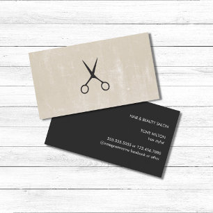 Modernl elegante schwarze Beige Scissors Visitenkarte