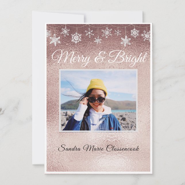 ModernModerne, einfache Minimal-Rose Weihnachten Ankündigung (Vorderseite)