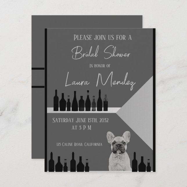 moderno perro oscuro Bridal Shower Invite (Vorne/Hinten)