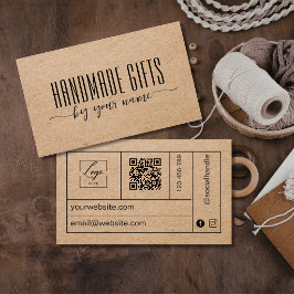 Modernschrift braunes Kraftpapier handgefertigter  Visitenkarte
